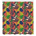 thumbnail image 2 of Botany Shower Curtain, Abstract Flower Leaves Monstera Autumnal Botanical Rhythmic Pattern, Fabric Bathroom Set with Hooks, 69W X 70L Inches, Dark Salmon and Multicolor, by Ambesonne, 2 of 2