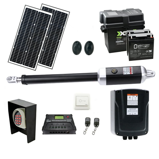 ALEKO Full Solar Kit Gate Operator Opener for Single Swing Gates up to 1100 lbs