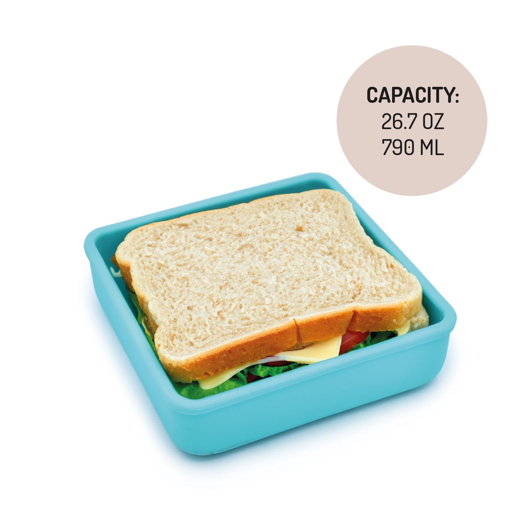Melii Silicone Sandwich Food Storage Container, Reusable Leak-Resistant Lunch Container, Blue