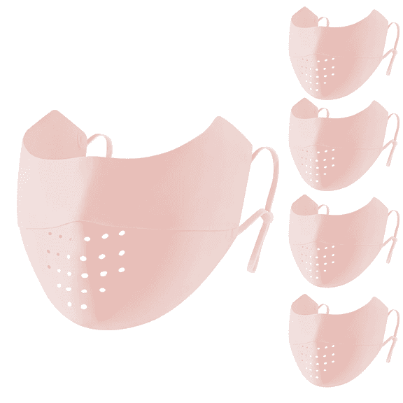 5 pcs Face Mask Sun Protective UPF 50 Ice Silk Washable Reusable Face Cover Elastic Breathable Golf Sports Face Mask(Pink)