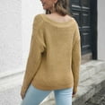 thumbnail image 6 of 2024 Clearance! JINMGG V Neck Sweaters for Women Fall Winter Clearance,Women's Hollow V-neck Sweater Women's Loose and Winter Long-sleeved European and American Knitted Sweaters New, 6 of 6