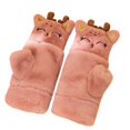 thumbnail image 4 of Fawn Plush Half-finger Cartoon Cute Fingerless Thick Warm Gloves, 4 of 9
