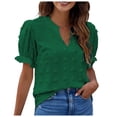 thumbnail image 2 of Siilsaa Womens Blouse V Neck Ruffle Sleeve Flowy Shirts Dressy Casual Cute Summer Tops D,M, 2 of 5
