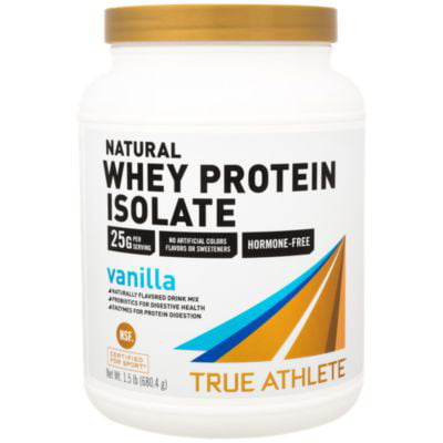 True Athlete Natural Whey Protein Isolate  Vanilla, 25g of Protein per Serving  Probiotics for Digestive Health, Enzymes For Protein Digestion  NSF Certified For Sport (1.5 Pound