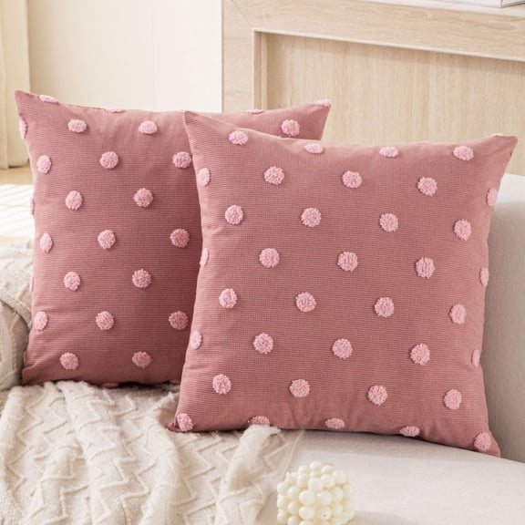 Pack of 2,Decorative Throw Pillow Covers Soft Fuzzy Plush Cushion Case with Zipper Cozy Pillowcase for Home Living Room Couch Bed Sofa 18 x 18 Inch,Pink