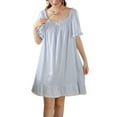 thumbnail image 4 of Defitshape Women's Summer Nightgown Lightweight Fall Puff Sleeve Sleep Dress Vintage Victorian Night Gown Light Blue Large, 4 of 4