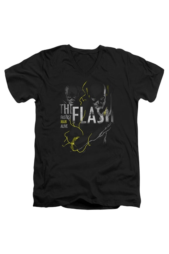 Dc Flash - Bold Flash - Slim Fit V Neck Shirt - Large