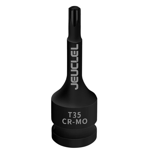 JEUCLEL T35 Torx Star Vaso de punta de impacto de 6 puntos T35 Unidad cuadrada de 1/2 pulgada Vaso Torx de 3 pulgadas de largo Acero Cr-Mo Destornillador alargador Herramienta adaptadora de zócalo