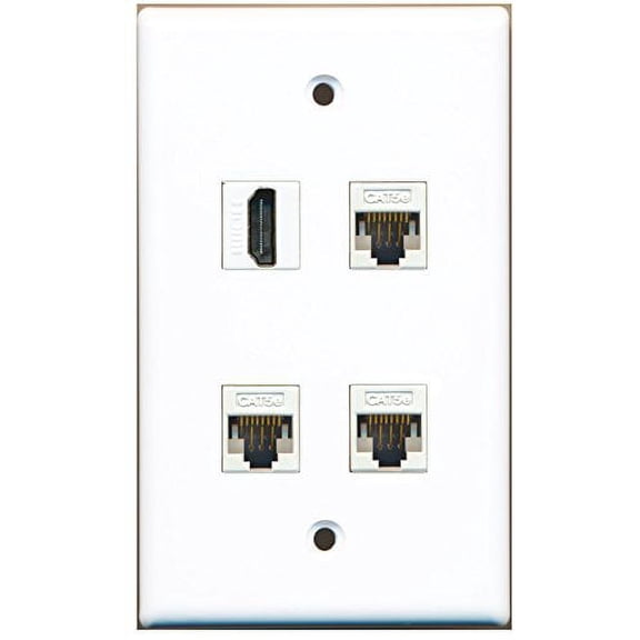 RiteAV - 1 Port HDMI 3 Port Cat5e Ethernet White Wall Plate