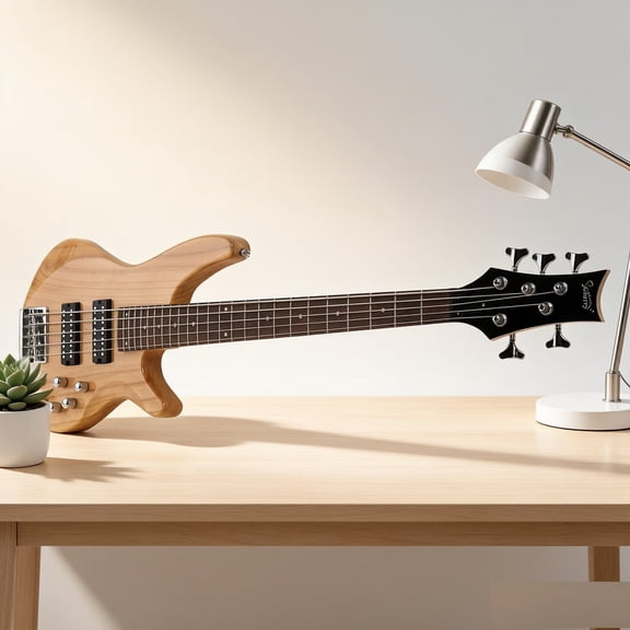 EDOEMSE Electric Bass Guitar 44-Inch Full Size 5-String H-H Pickups C-Shaped Neck Laurel Wood Fingerboard