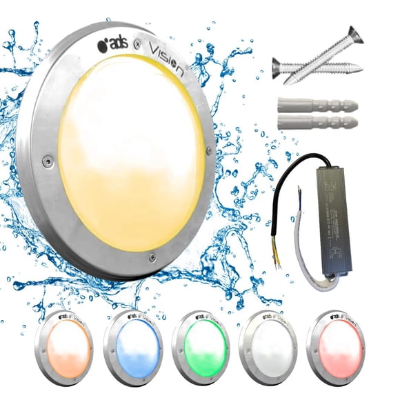 1 Lámpara LED Sumergible Para Alberca de nicho o sobreponer ADS PL 80W 27CM Cálido Con Transformador