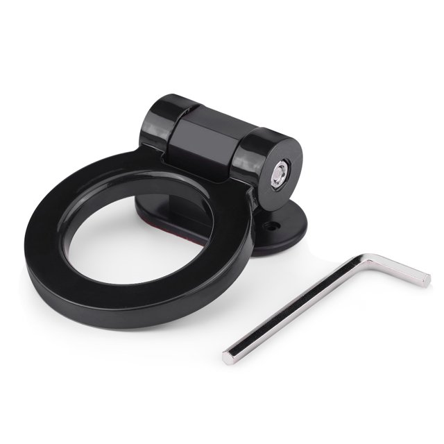 Barras de remolque de anillo redondo de tracción adhesiva modificada para coche, decoración de gancho de remolque (negro) Jadeshay A