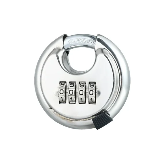Combination Lock, 4 Digit Disc Padlock with Hardened Steel Shackle, Keyless Heavy Duty Combo Lock for Outdoor Sheds Fence, Gate Hasps, Storage Unit, School Gym Locker