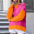 thumbnail image 6 of Women Color Block Pullover V Notch Crew Neck Sweatshirt Raglan Long Sleeve Sweatshirts Contrast Side Pocket L, 6 of 6