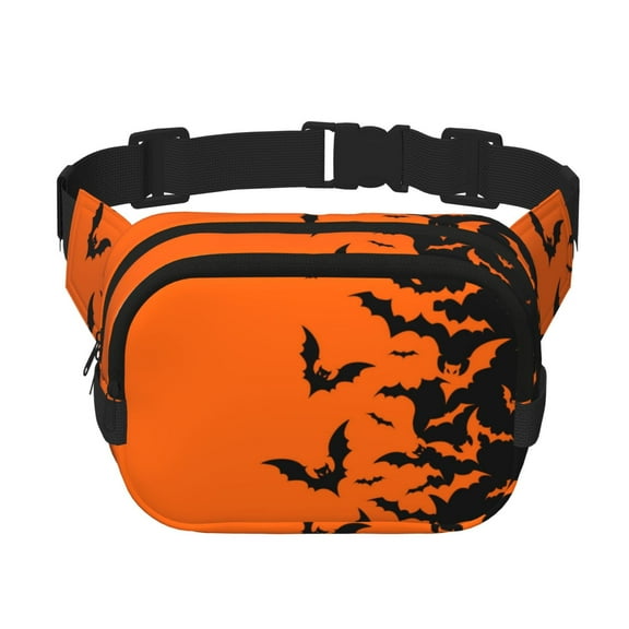 Kdxio Halloween Bats Crossbody Double Layer Waist Bag Belt Bag for Unisex Fanny Pack Fashion Waist Packs for Hiking Running Shopping Traveling