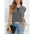 thumbnail image 2 of HOWCOME Womens Dressy Tank Tops Crewneck y2k Basic Tee Summer Casual Cap Sleeve Tops 2024 Gray, Small, 2 of 5