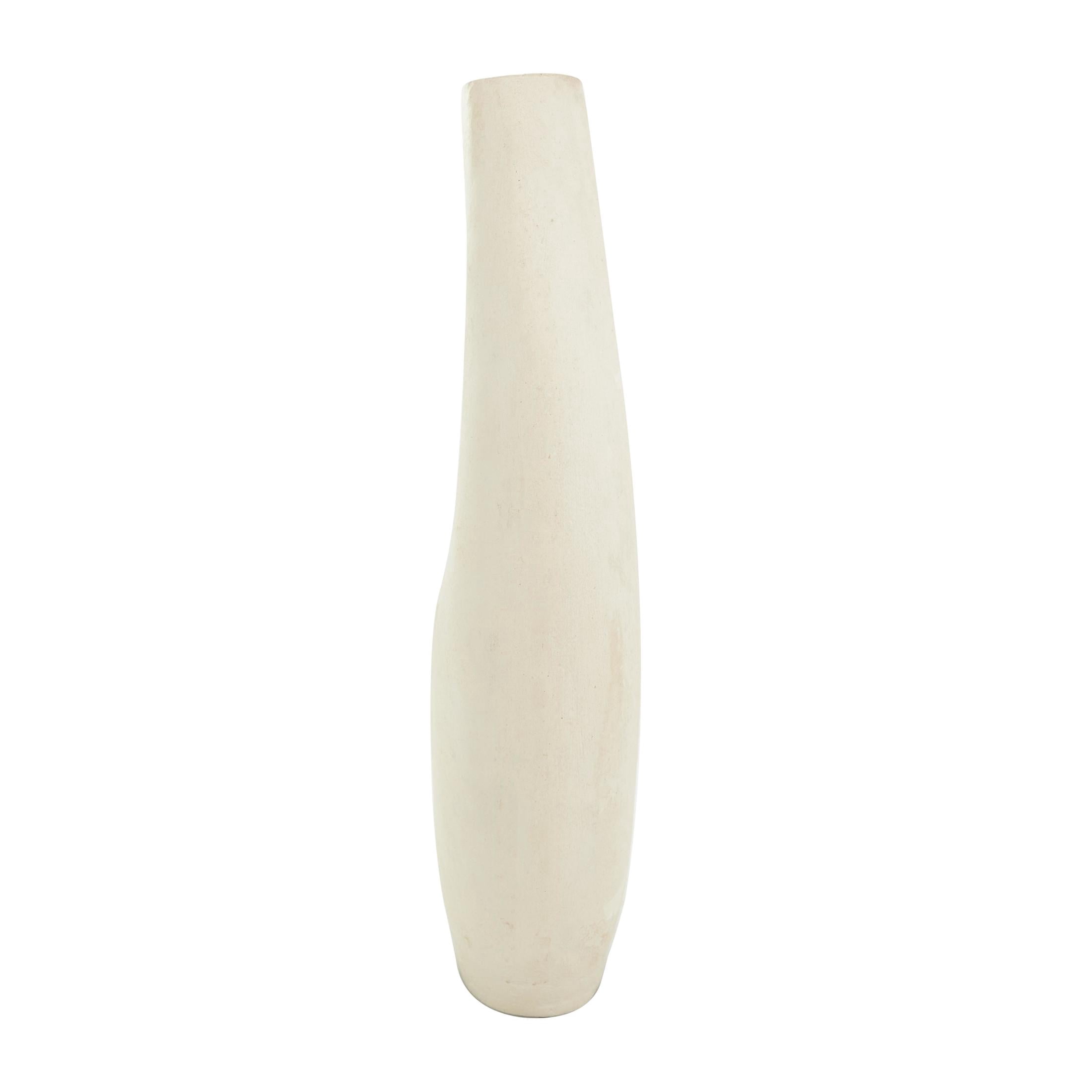 DecMode 18" Abstract Curved Beige Paper Mache Vase with Handle