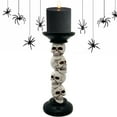 JOJOCY 4 Pack Black Spider Candle Holders - Halloween Metal Taper Stands For Spooky Decor