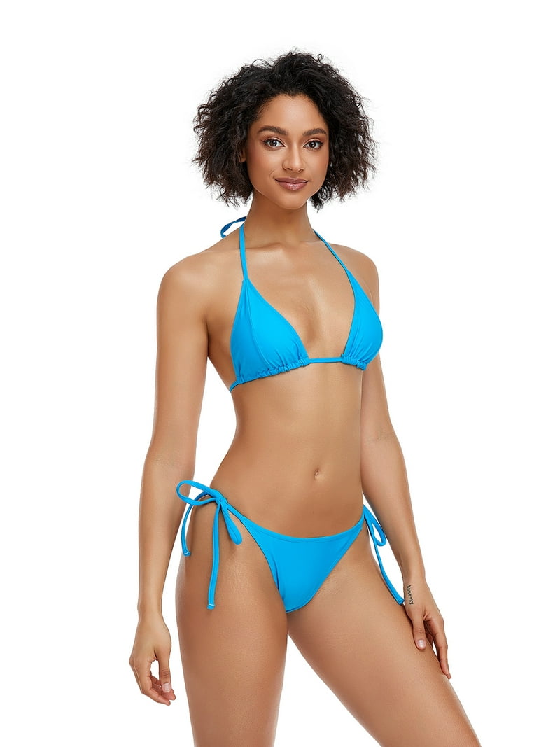 LIORA Women's Bikini Swimsuit Triangle Top Side Tie Bottom Bikini