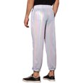 thumbnail image 3 of INSPIRE CHIC Shiny Drawstring Jogger for Men's Metallic Sweat Pants Party Sparkle Pants Silver 32, 3 of 5