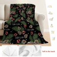thumbnail image 5 of Pine Cones Blanket Soft Cozy Warm Throw Blanket for Couch, Plush Fuzzy Flannel Fleece Blankets for Sofa, Winter Berry Snowflakes Plants Black Bed Blankets Lightweight Gifts for Women, 50"x80", 5 of 9
