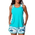 thumbnail image 6 of Summer Tankini Swimsuits for Women Modest Tummy Coverage Bathing Suits with Shorts Cyan L, 6 of 6