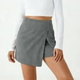 thumbnail image 4 of Avrnliq High Waist Ribbed Wrap Mini Skirt for Women - Gray, 98% Cotton 2% Spandex with Built-in Lining, Casual Trendy Daily Wear,Size XL, 4 of 8