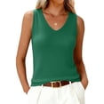 thumbnail image 2 of Lumtrix Womens V Neck Tank Tops Sleeveless Sweater Vest Business Casual Work Knit Shirts Slim Fit 2026 Summer Blouse Dark Green M, 2 of 4