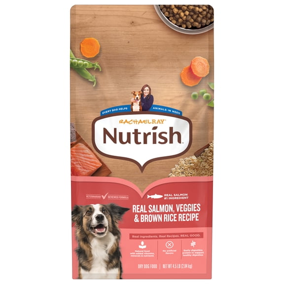 Rachael Ray Nutrish Dry Dog Food Real Salmon, Veggies & Brown Rice Recipe, 4.5lb