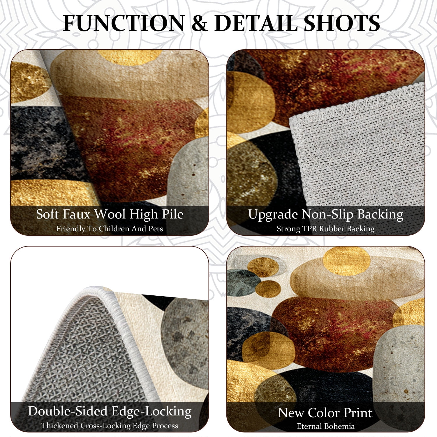 3 Piece Kitchen Rug Set, Non-Slip And Washable, Abstract Pattern Kitchen Hallway Rug, Soft And Comfortable, Suitable For Sinks, Floors, Entrances, Hallways and Bathrooms