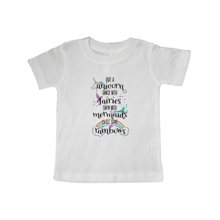 

Inktastic Ride a Unicorn Dance with Fairies Swim with Mermaids Gift Baby Boy or Baby Girl T-Shirt