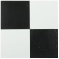 Achim Black and White Vinyl 12'' x 12'' Floor Tiles 20 sq ft Coverage Area, for Any Room 20 Piece