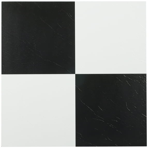 Achim Black and White Vinyl 12'' x 12'' Floor Tiles 20 sq ft Coverage Area, for Any Room 20 Piece