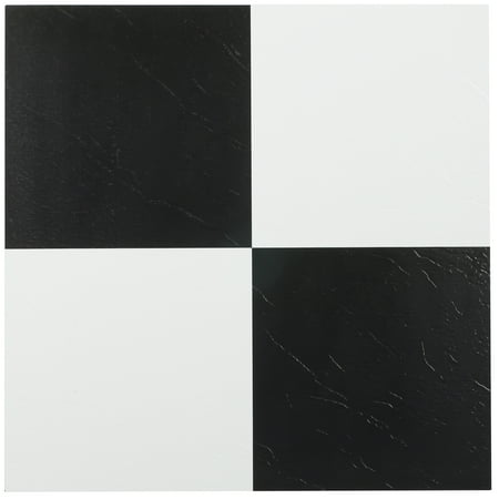 Achim Black and White Vinyl 12'' x 12'' Floor Tiles 20 sq ft Coverage Area, for Any Room 20 Piece