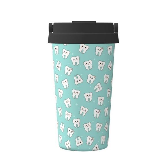 Gaeub Cartoon Teeth1 Print Travel Mug, Insulated Coffee Mug with Leakproof Lid, Travel Coffee Mug,Vacuum Stainless Steel Double Walled Reusable Coffee Cup