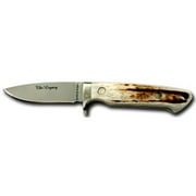 Knives of Alaska The Legacy D2 Fixed Blade Knife, Stag Handle, Natural,