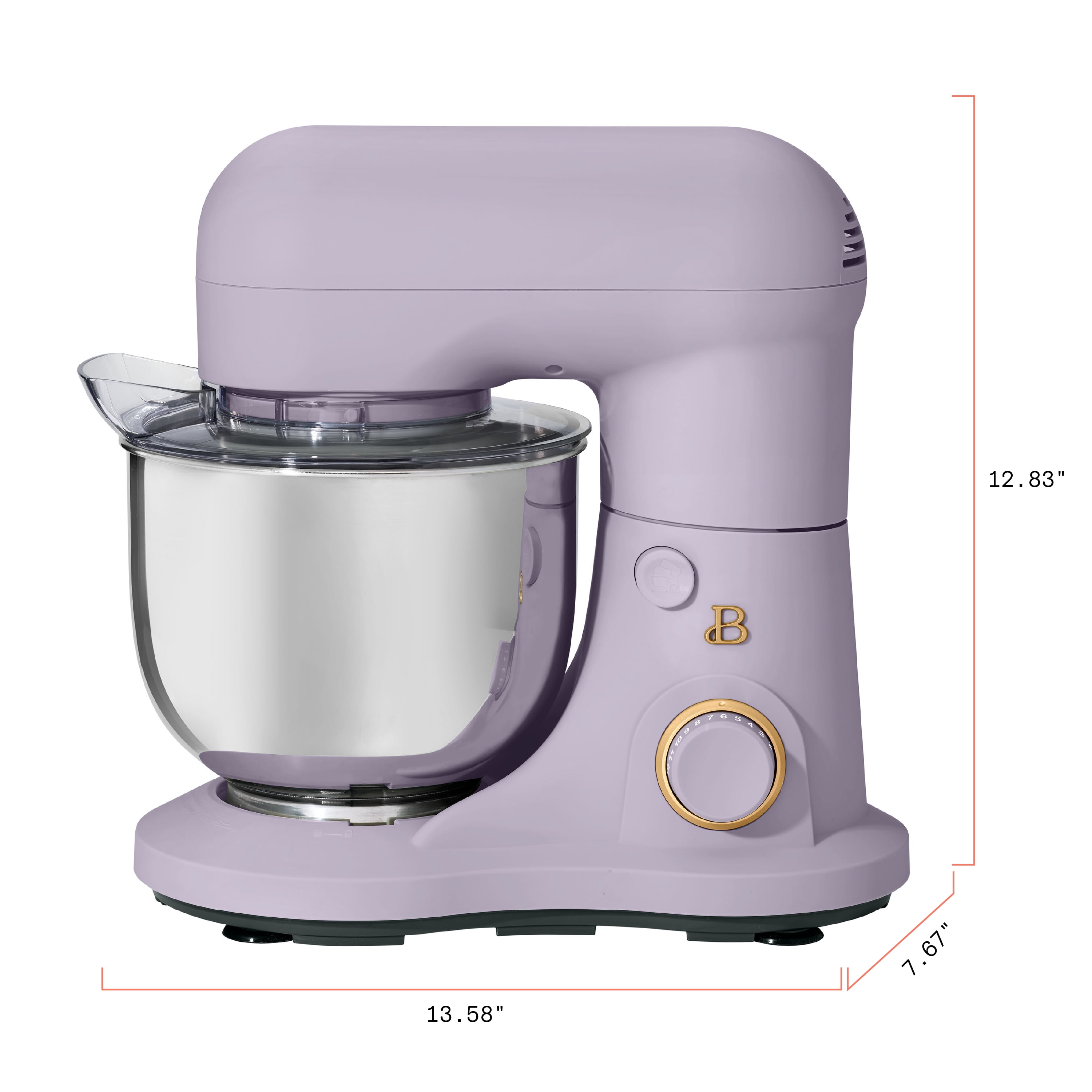 Beautiful 3.5 Qt Stand Mixer, Lavender with Flat Beater, Dough Hook, Wire Balloon Whisk