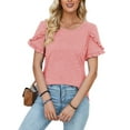 thumbnail image 1 of Avamo Hauts d'Été pour Femmes T-shirt Col Rond Manches Courtes T-shirt Confortable Pull de Travail Rose 2TG, 1 of 4