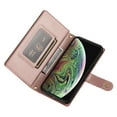 thumbnail image 4 of Allytechgroup Wallet Case for Apple iPhone X/ iPhone XS, 9 Cards Holder + Zipper Pocket + Hand Wrist Shockproof Stand Flip Cover RFID Blocking Phone Case for Women Men, Pink, 4 of 7