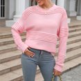 thumbnail image 3 of Suéter a cuadros para mujer suéter informal con cuello redondo suéter extragrande traje de vacaciones holgado, 3 of 9
