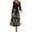 Black, variant on Women's Pleated Printed Surplice Long Sleeve Dress 100% Polyester Flowing Silhouette for Day to Night Wear Style