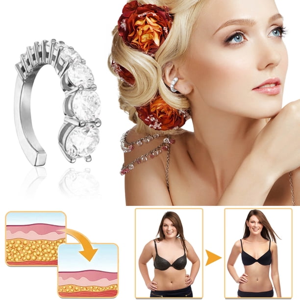 Fiudx Ofertas de la semana Pinza para cabello sin orificio para la oreja, aros para la oreja de metal, clavo para la oreja con incrustaciones de diamantes multicapa, aros para la oreja con forma de C
