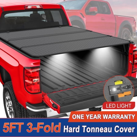 5FT 3-Fold Hard Tonneau Cover For 2015-2026 Chevy Colorado GMC Canyon Truck Bed