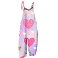 thumbnail image 4 of Resicozy Valentine Jumpsuit for Women 2026 Overalls Jumpsuits Heart Print Spaghetti Strap Party Holiday Pants Purple Pink 3XL, 4 of 5