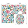 thumbnail image 3 of Pioneer Flower Floral Print Pattern Bathroom Rugs Sets 3 Piece,Toilet Cover Set,Absorbent Non Slip Bathroom Mats Sets with U-Shaped Contour Rug Toilet Rug Set, 3 of 5