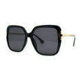 thumbnail image 2 of Womens Oversize 90s Designer Fashion Butterfly Plastic Sunglasses Black Gold, 2 of 4