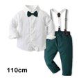 thumbnail image 4 of Qarigey Camisa de manga larga para niños de boda, conjunto de pantalón general, fiesta, banquete, transpirable, Tops para niños, pantalones, conjuntos de ropa Verde 110cm, 4 of 6