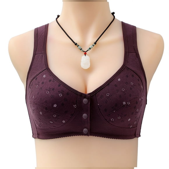 AherBiu Sports Button Bras for Women No Underwire Front Closure High Support Comfort Brassiere Yoga Workout Gym Bras