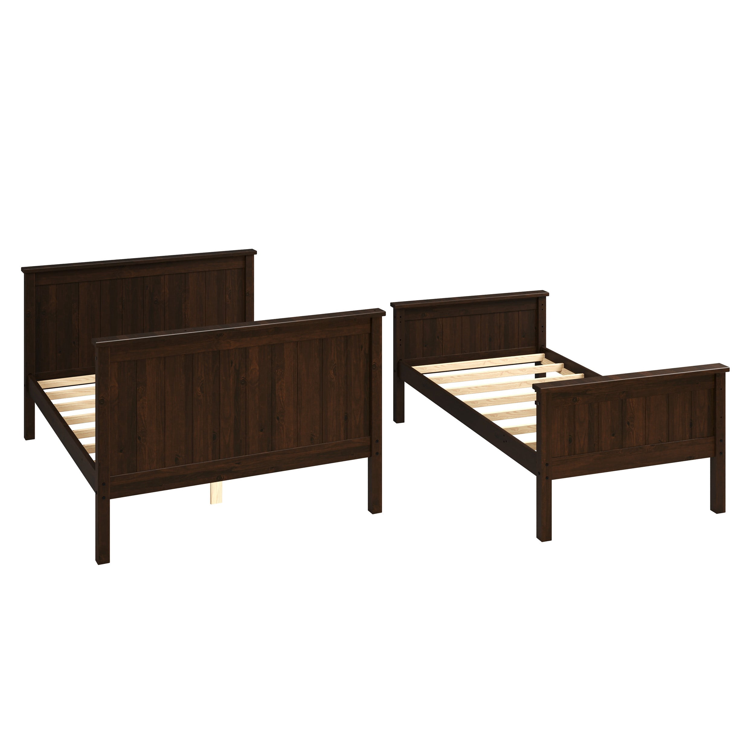 Linon Brigitte Kid's Twin over Full Convertible Bunk Bed with Built-In Ladder, Walnut