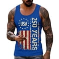 thumbnail image 3 of Vamuko 250 Anniversary Usa Shirt Mens American Flag Graphic Independence Day Shirts Usa Flag Sleeveless Baggy Tanks We the Peaple Fit Fitness Tees Blue S, 3 of 6